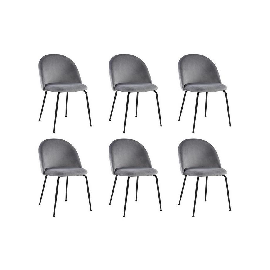 Vente-unique Lot de 6 chaises MELBOURNE Velours métal mat  