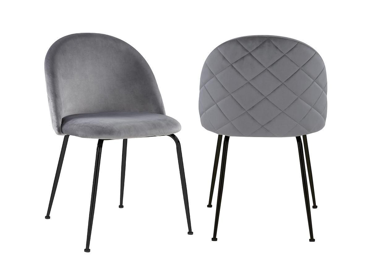 Vente-unique Lotto di 6 sedie in Velluto e Metallo Nero opaco Grigio MELBOURNE  