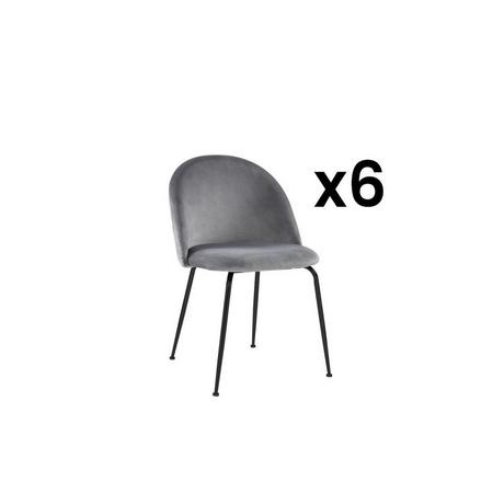 Vente-unique Lotto di 6 sedie in Velluto e Metallo Nero opaco Grigio MELBOURNE  