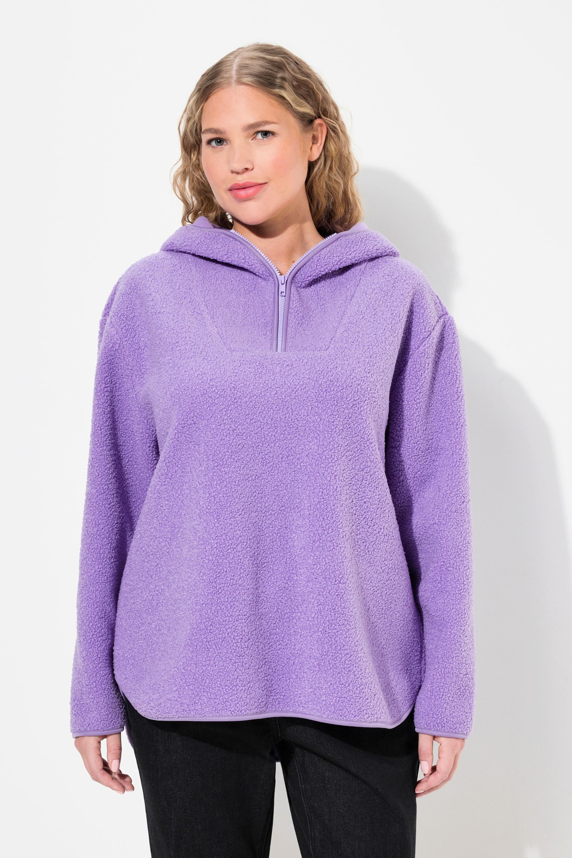 Ulla Popken  Pullover in teddy con cappuccio e maniche lunghe 