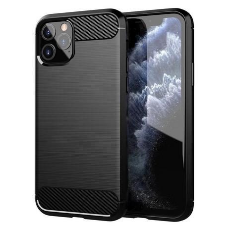 Cadorabo  Hülle für Apple iPhone 11 PRO TPU Silikon Edelstahl-Karbonfaser Optik 