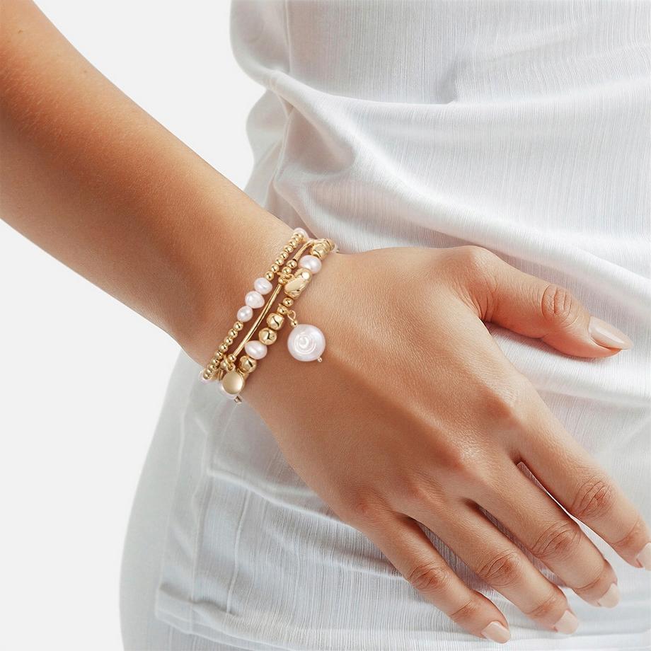 Lulu & Jane  Armband Metall-Legierung Süßwasser-Zuchtperle 