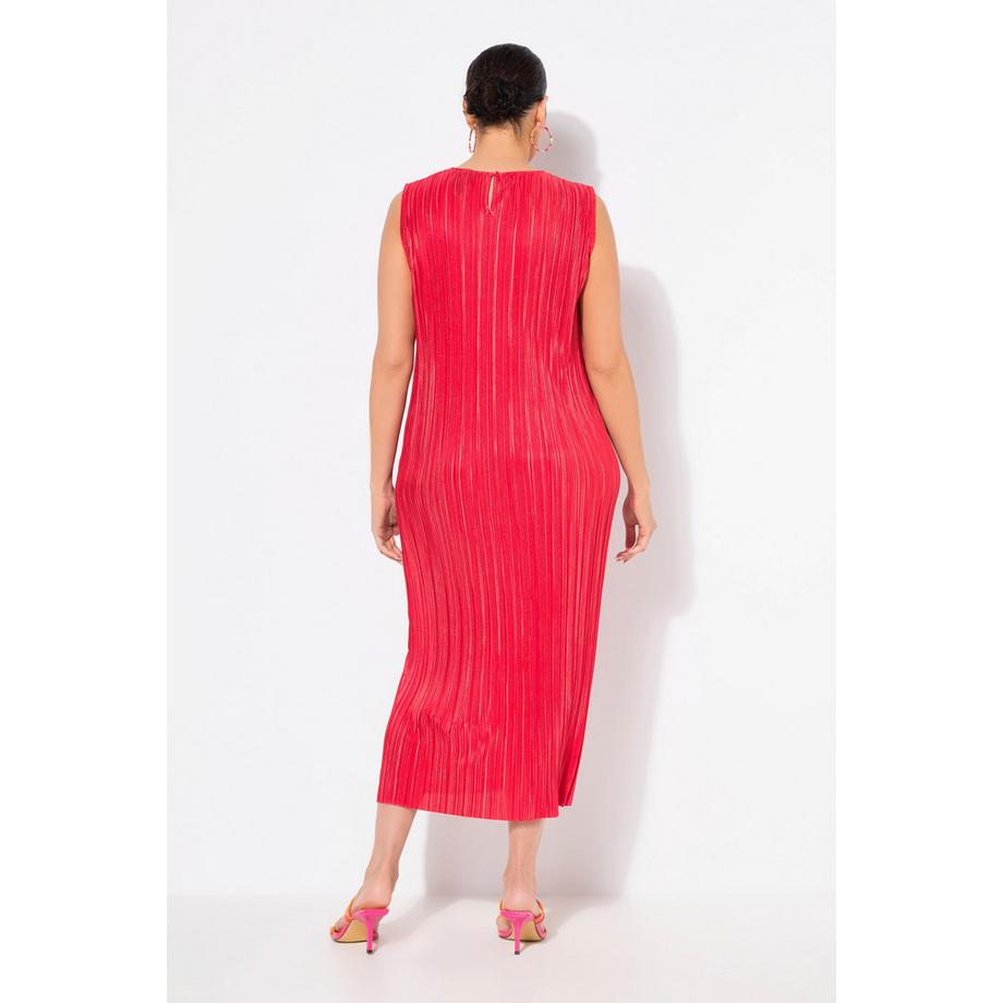 Ulla Popken Robe Midi Plissée Col Rond Sans Manches  