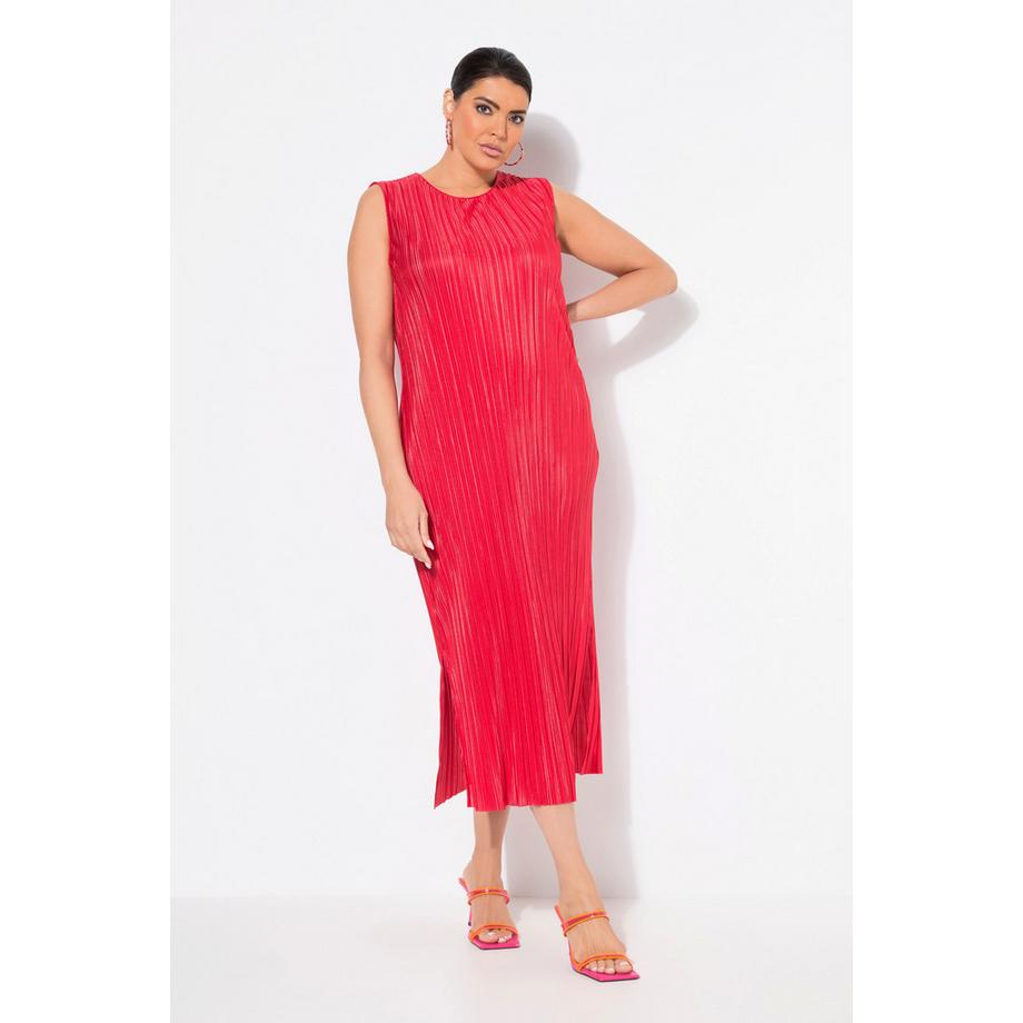 Ulla Popken Robe Midi Plissée Col Rond Sans Manches  