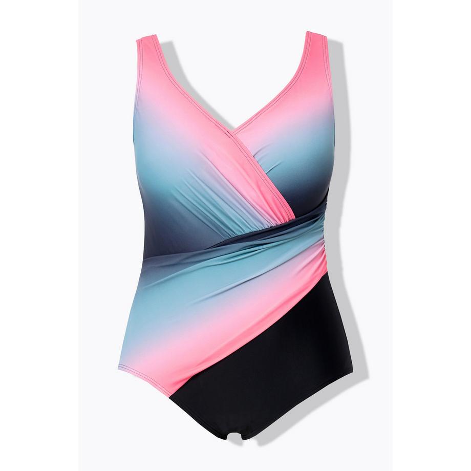 Ulla Popken Maillot de bain dégradé drapé bonnets souples recyclé  