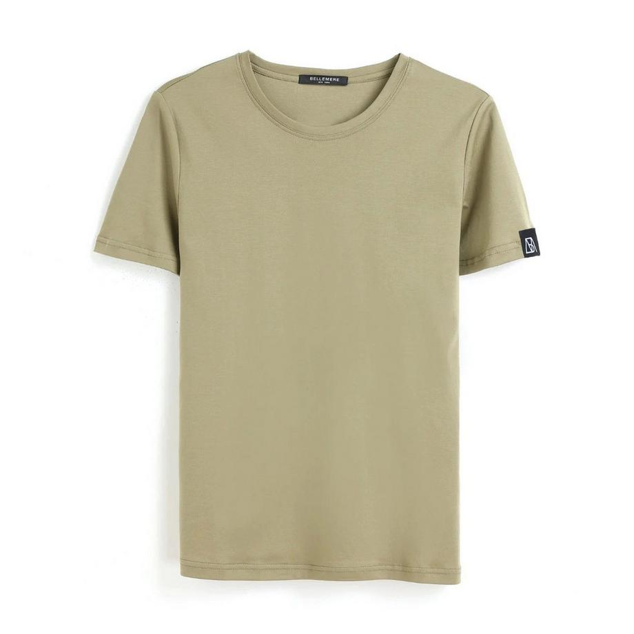 T-shirt girocollo in cotone, vestibilità slim, 160 g