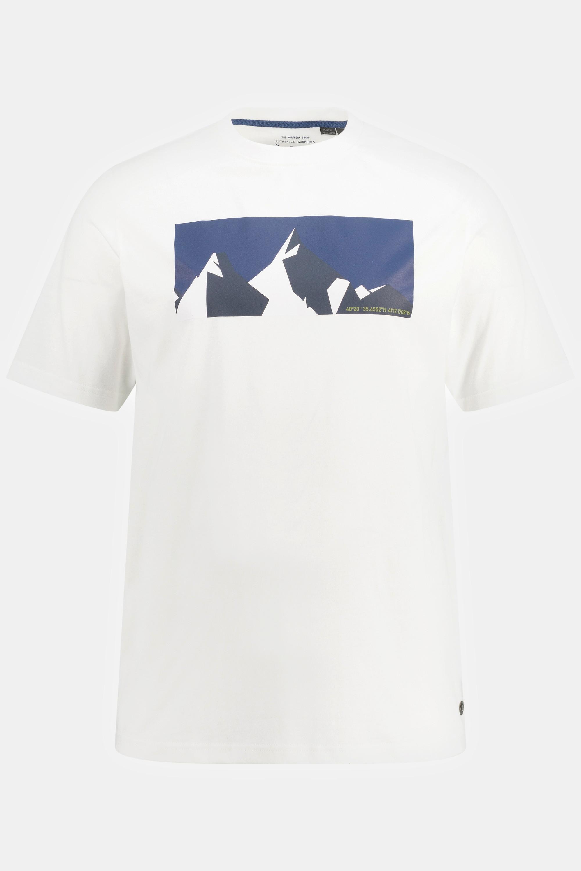 JP1880  T-shirt con stampa "Mountain", scollo a girocollo e mezze maniche 