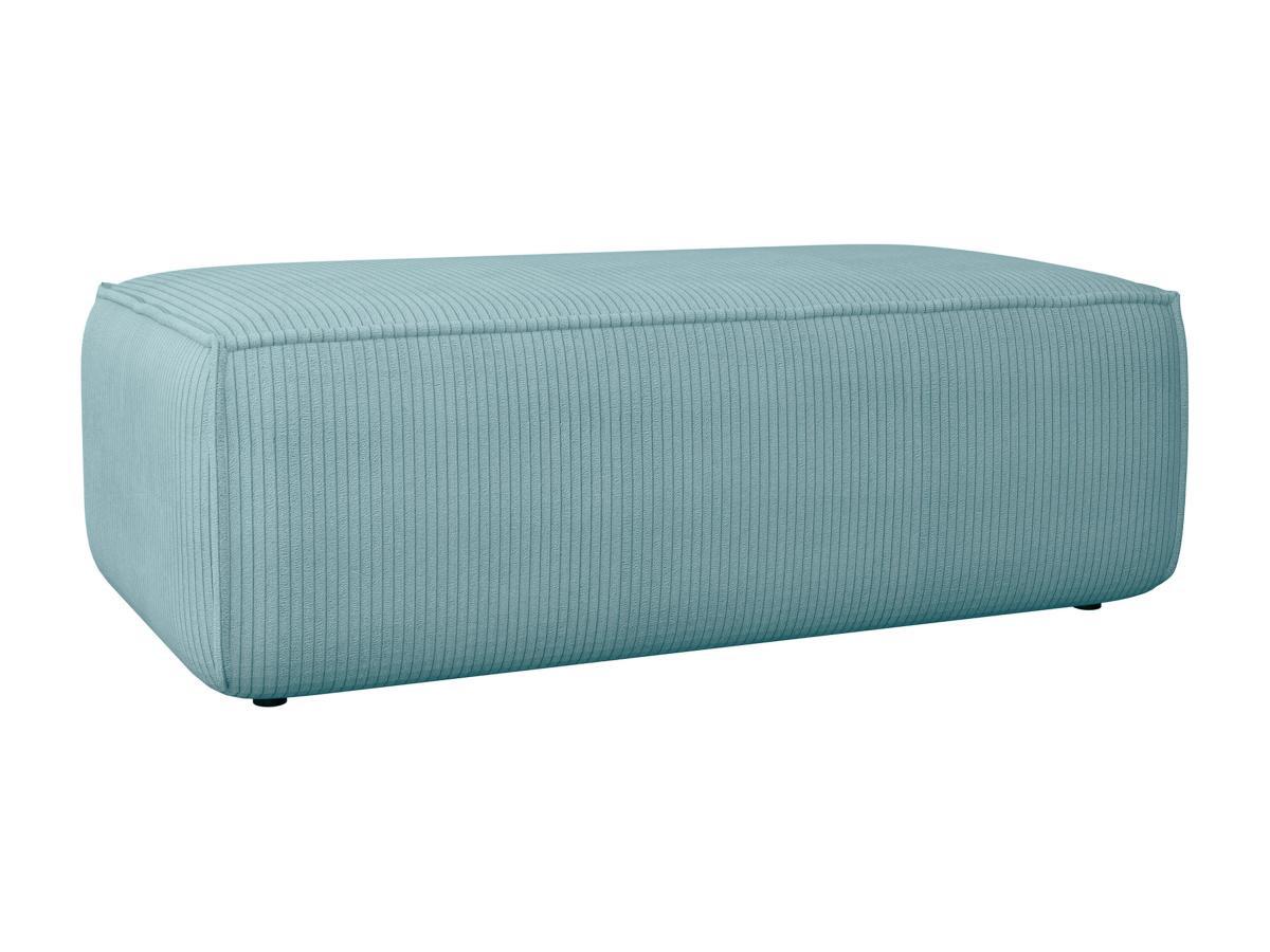 Vente-unique Pouf en velours côtelé bleu turquoise AMELIA  