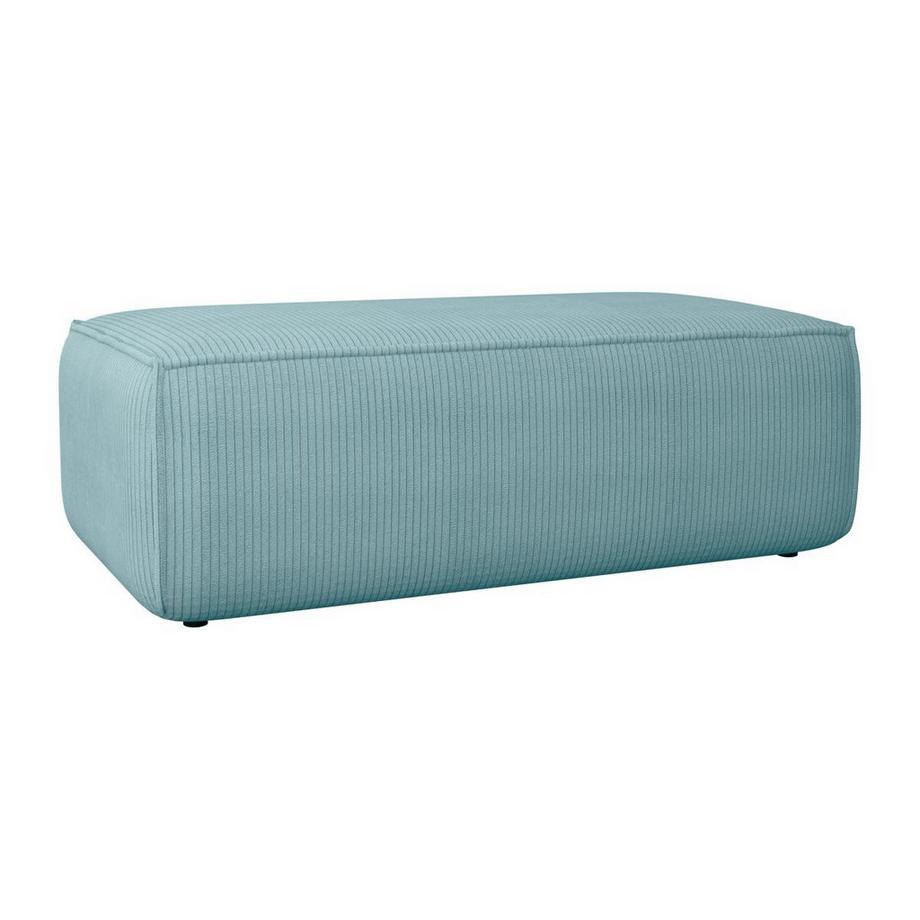 Vente-unique Pouf en velours côtelé bleu turquoise AMELIA  