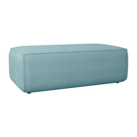 Vente-unique Pouf en velours côtelé bleu turquoise AMELIA  