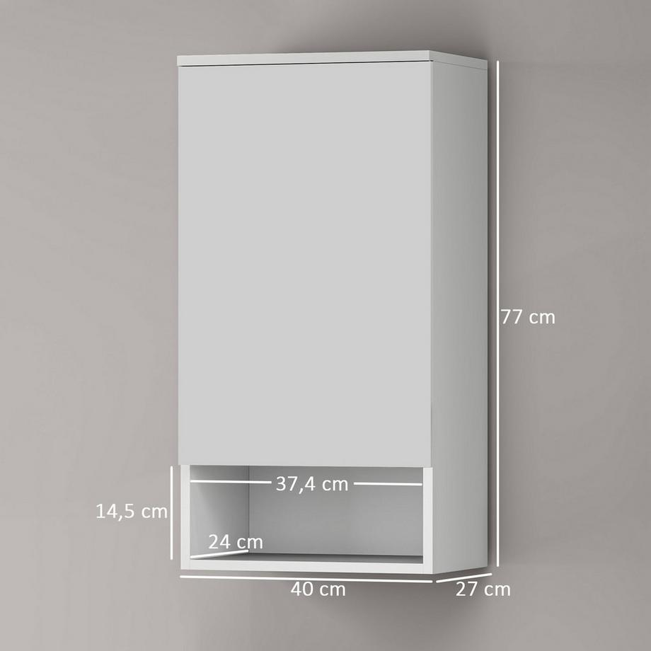 Northio Pensile Pensile con ante, Mobiletto da bagno, Mobiletto da cucina con ripiani regolabili, Vano aperto, Armadietto per medicinali a parete Bianco 40 x 27 x 77 cm Aosom  
