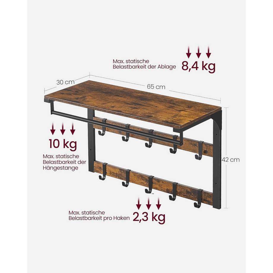 Songmics Wandgarderobe mit Ablage  