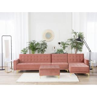 Beliani Ecksofa mit Ottomane aus Samtstoff Modern ABERDEEN  