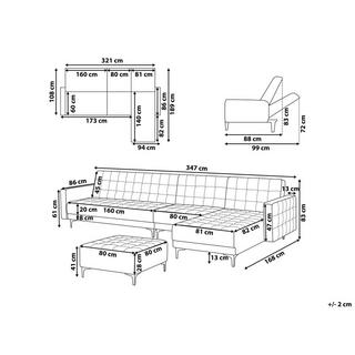 Beliani Ecksofa mit Ottomane aus Samtstoff Modern ABERDEEN  