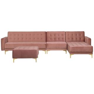 Beliani Ecksofa mit Ottomane aus Samtstoff Modern ABERDEEN  