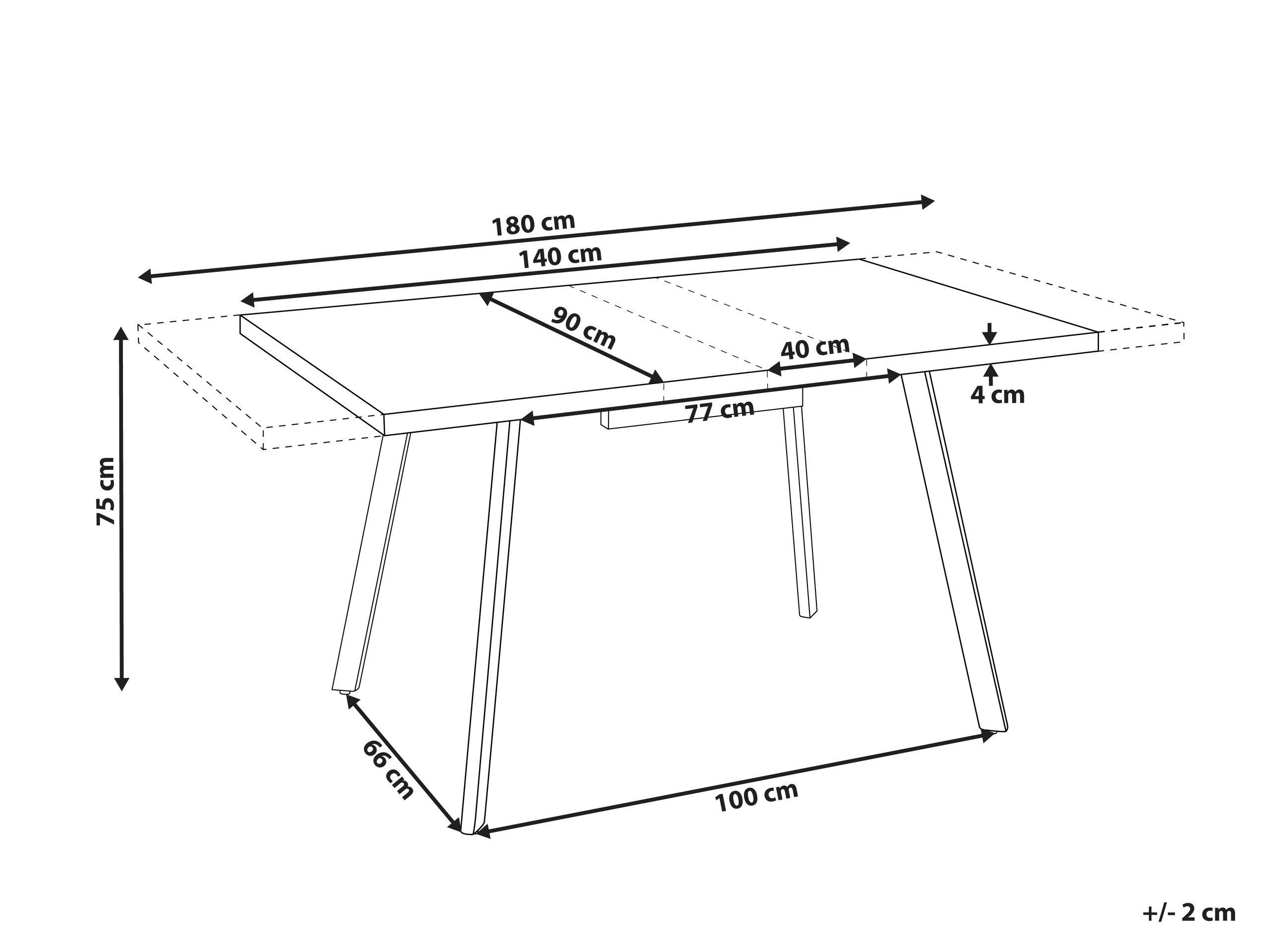 Beliani Ausziehbarer Esstisch aus MDF-Platte Glamourös HARLOW  