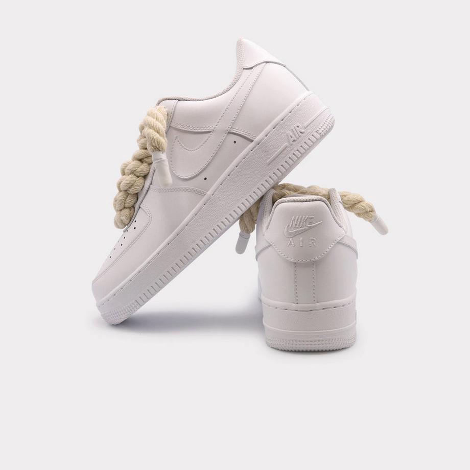 NIKE Air Force 1 White Rope Lace Beige Sneakers  