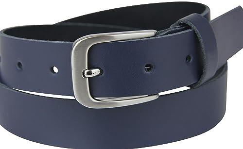 Only-bags.store  Ceinture en cuir, ceinture, 3 cm de large, Marine, 90-105 cm 