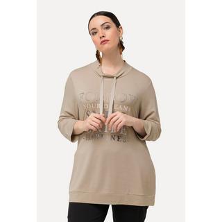 Ulla Popken  Sweatshirt, Metallic-Schriftmotiv, Stehkragen, 3/4-Arm 