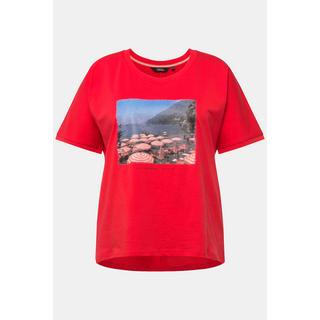 Ulla Popken  T-shirt dal taglio oversize con design fotografico, scollo a girocollo e mezze maniche 