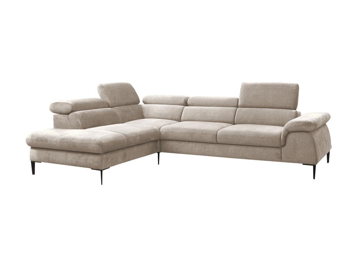 PASCAL MORABITO Grand canapé d'angle gauche convertible en velours beige SEPINA de Pascal Morabito  