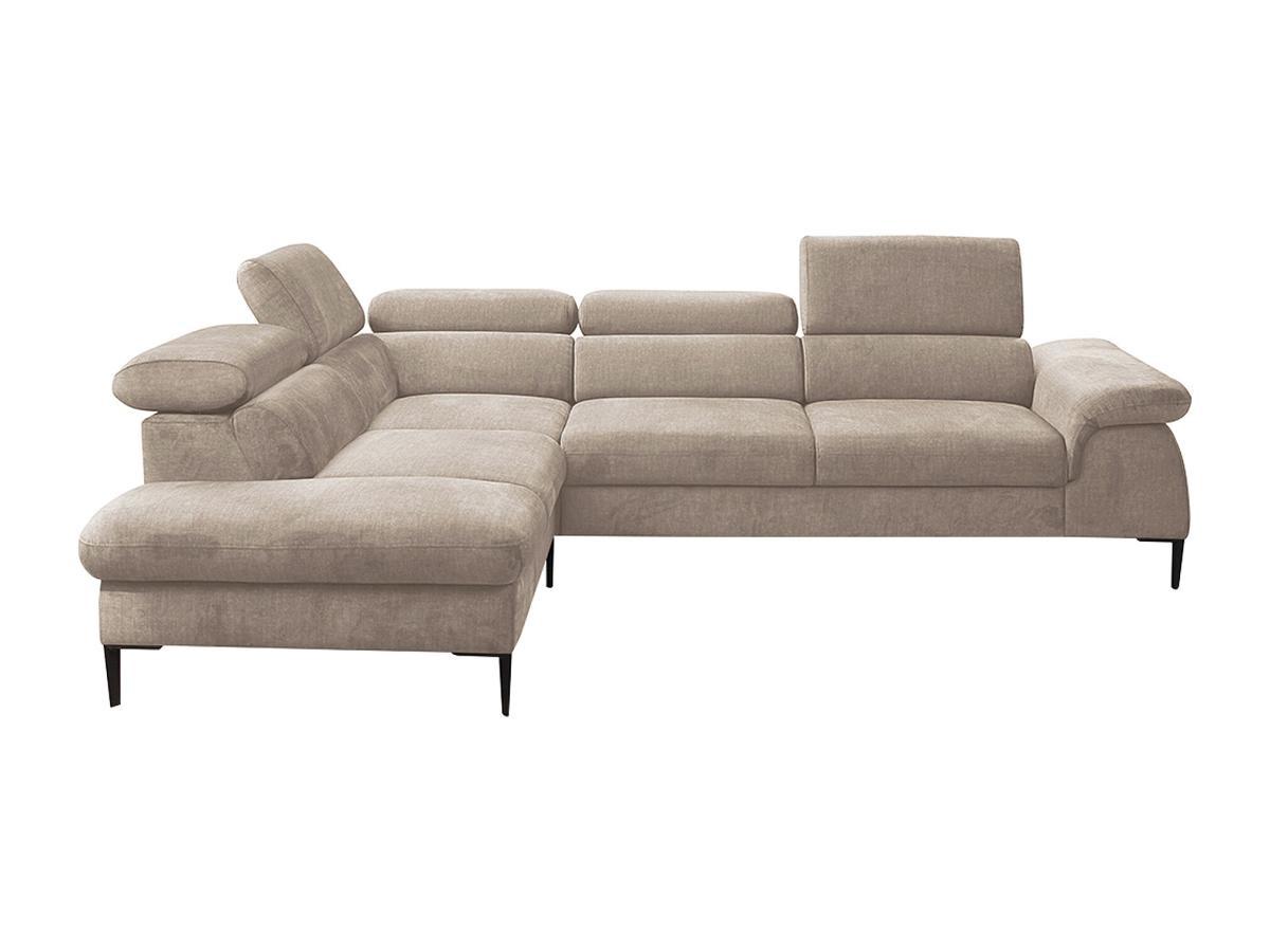 PASCAL MORABITO Grand canapé d'angle gauche convertible en velours beige SEPINA de Pascal Morabito  