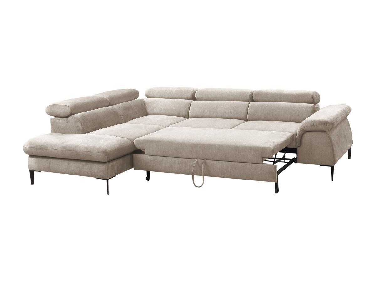 PASCAL MORABITO Grand canapé d'angle gauche convertible en velours beige SEPINA de Pascal Morabito  