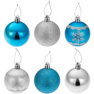 Tectake Set di 64 palline natalizie, argento/azzurro, infrangibili  