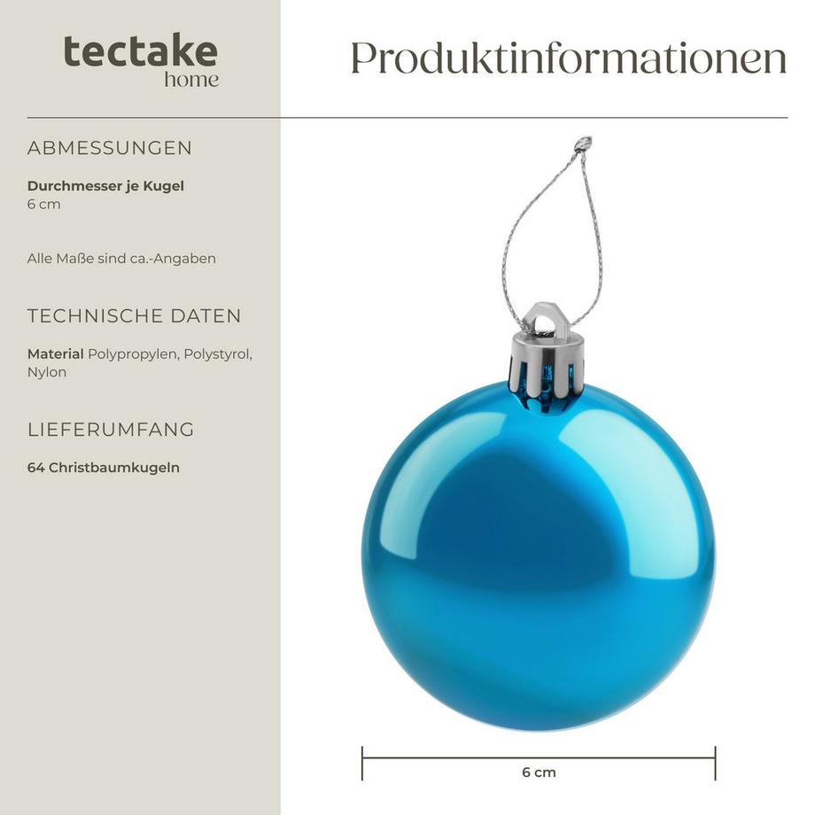 Tectake Lot de 64 boules de Noël  