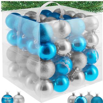 Palline natalizie  set da 64 pezzi in argento e blu