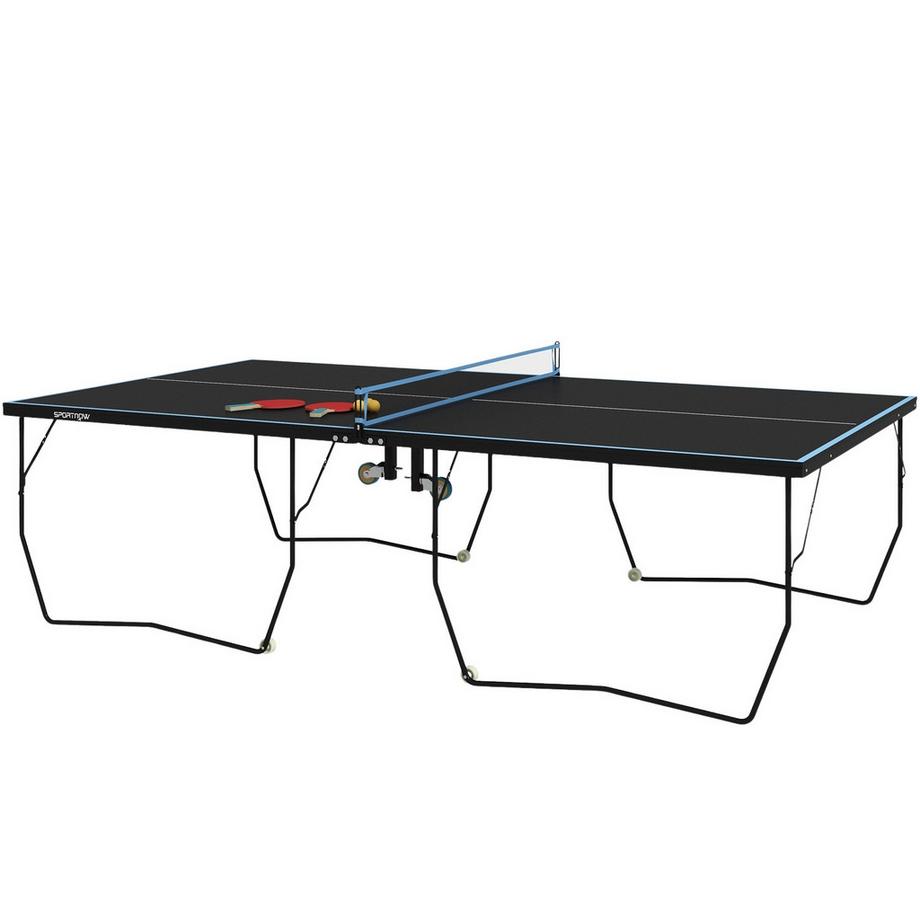Northio  Tischtennisplatte Outdoor, Klappbar Tischtennistsich mit Netz, Rollen, 2 Tischtennisschlägern und 3 Bällen, Stahl, Schwarz, 274 x 152,5 x 76 cm 
