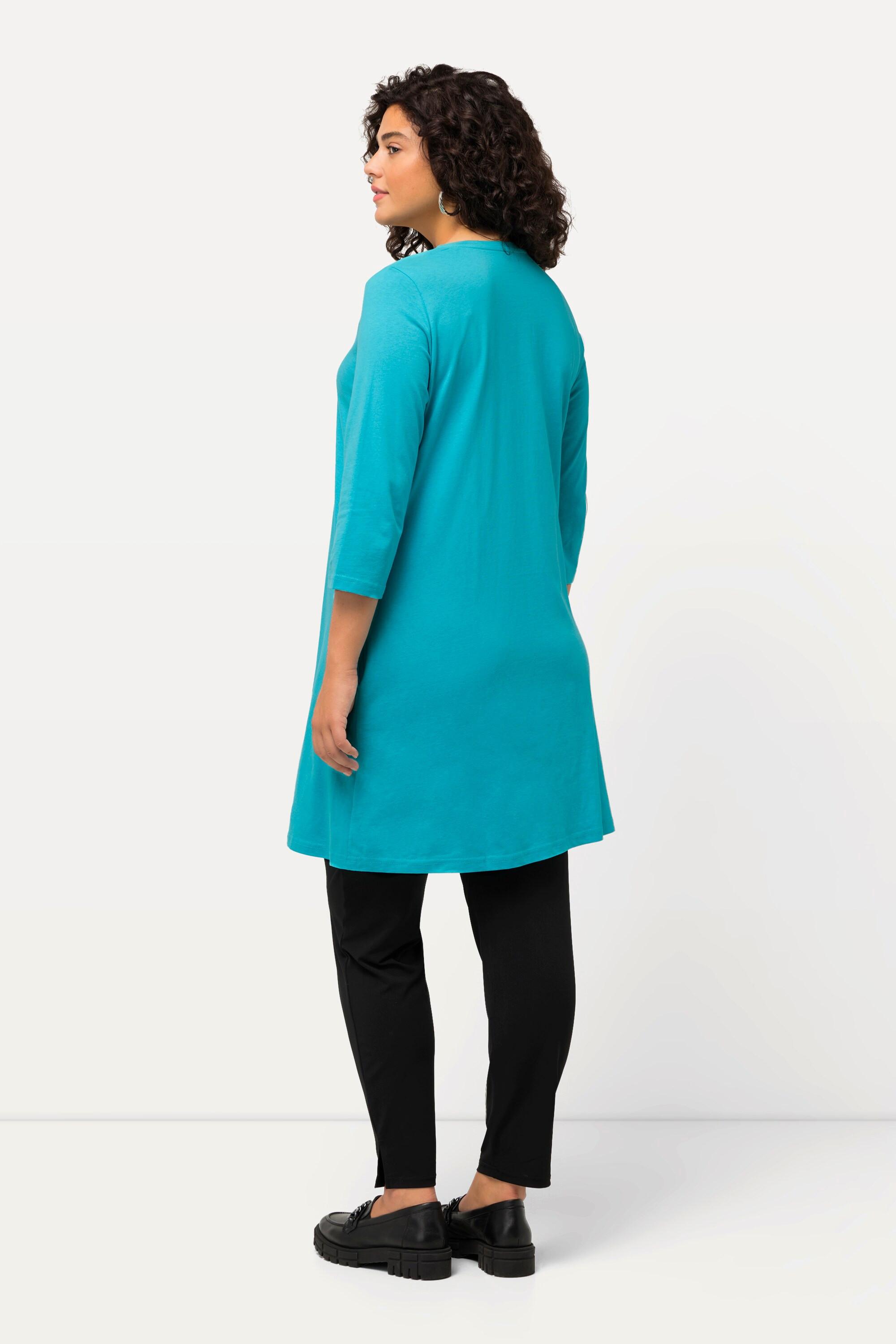 Ulla Popken  Longshirt, Zierbänder, A-Linie, V-Ausschnitt, 3/4-Arm 