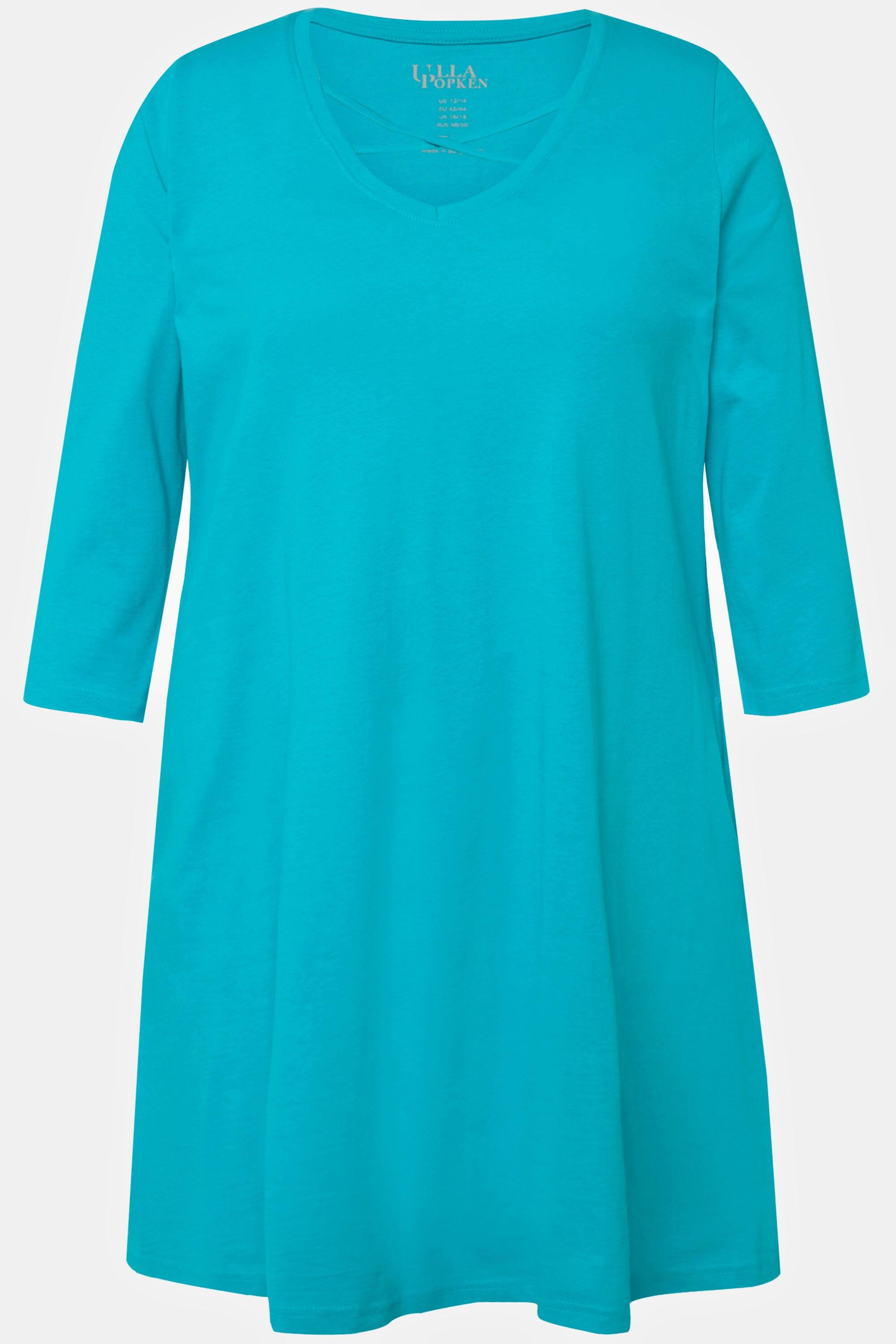 Ulla Popken  Longshirt, Zierbänder, A-Linie, V-Ausschnitt, 3/4-Arm 