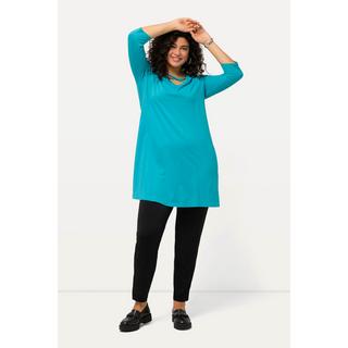 Ulla Popken  Longshirt, Zierbänder, A-Linie, V-Ausschnitt, 3/4-Arm 