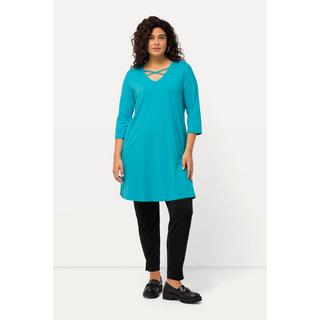 Ulla Popken  Longshirt, Zierbänder, A-Linie, V-Ausschnitt, 3/4-Arm 