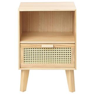 Beliani Nachttisch mit 1 Schublade aus Paulownia-Holz Rustikal SENEY  