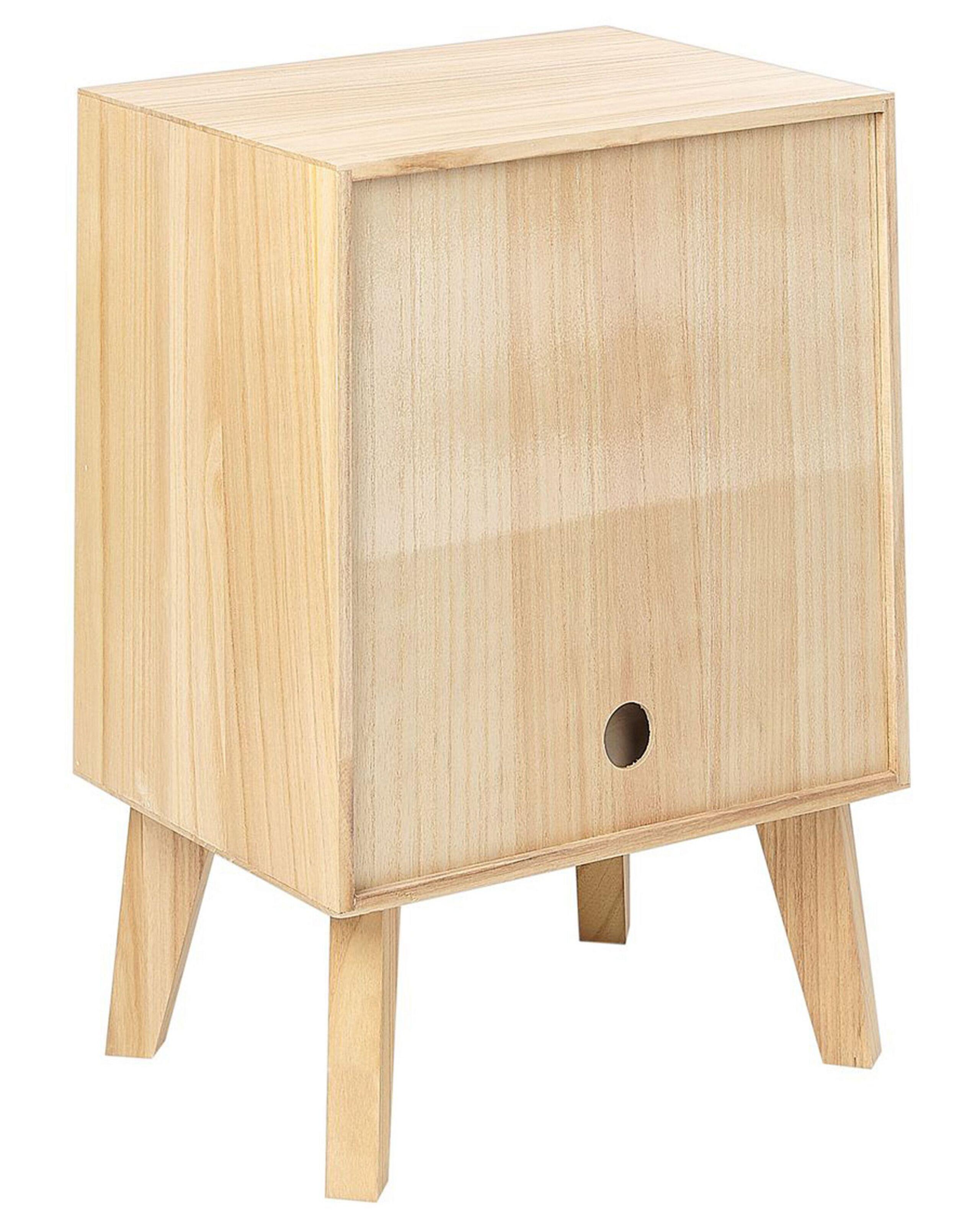 Beliani Nachttisch mit 1 Schublade aus Paulownia-Holz Rustikal SENEY  