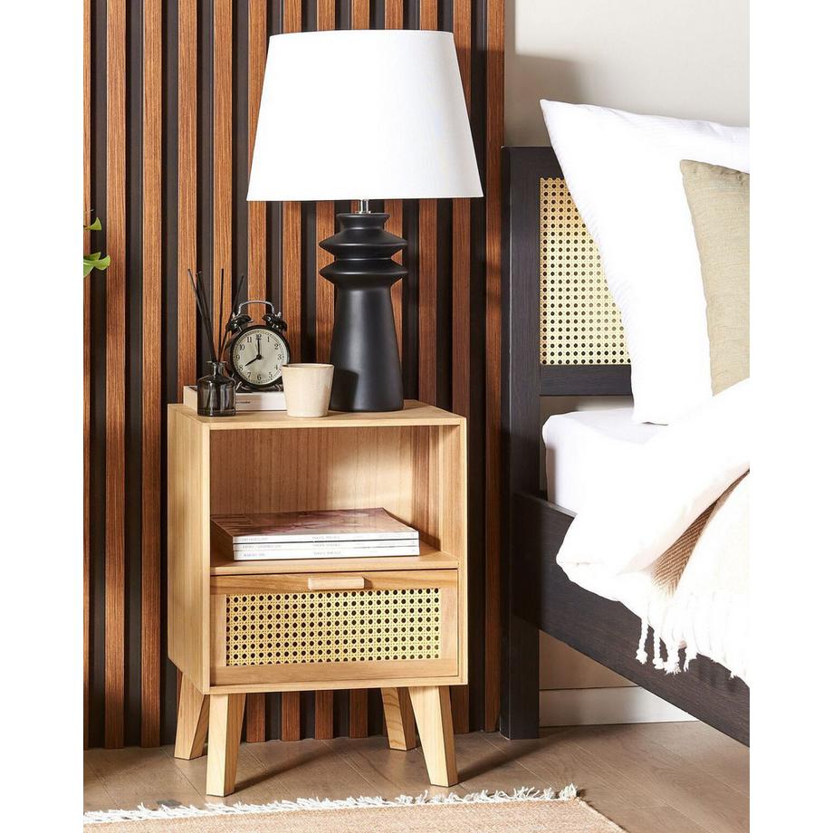 Beliani Nachttisch mit 1 Schublade aus Paulownia-Holz Rustikal SENEY  