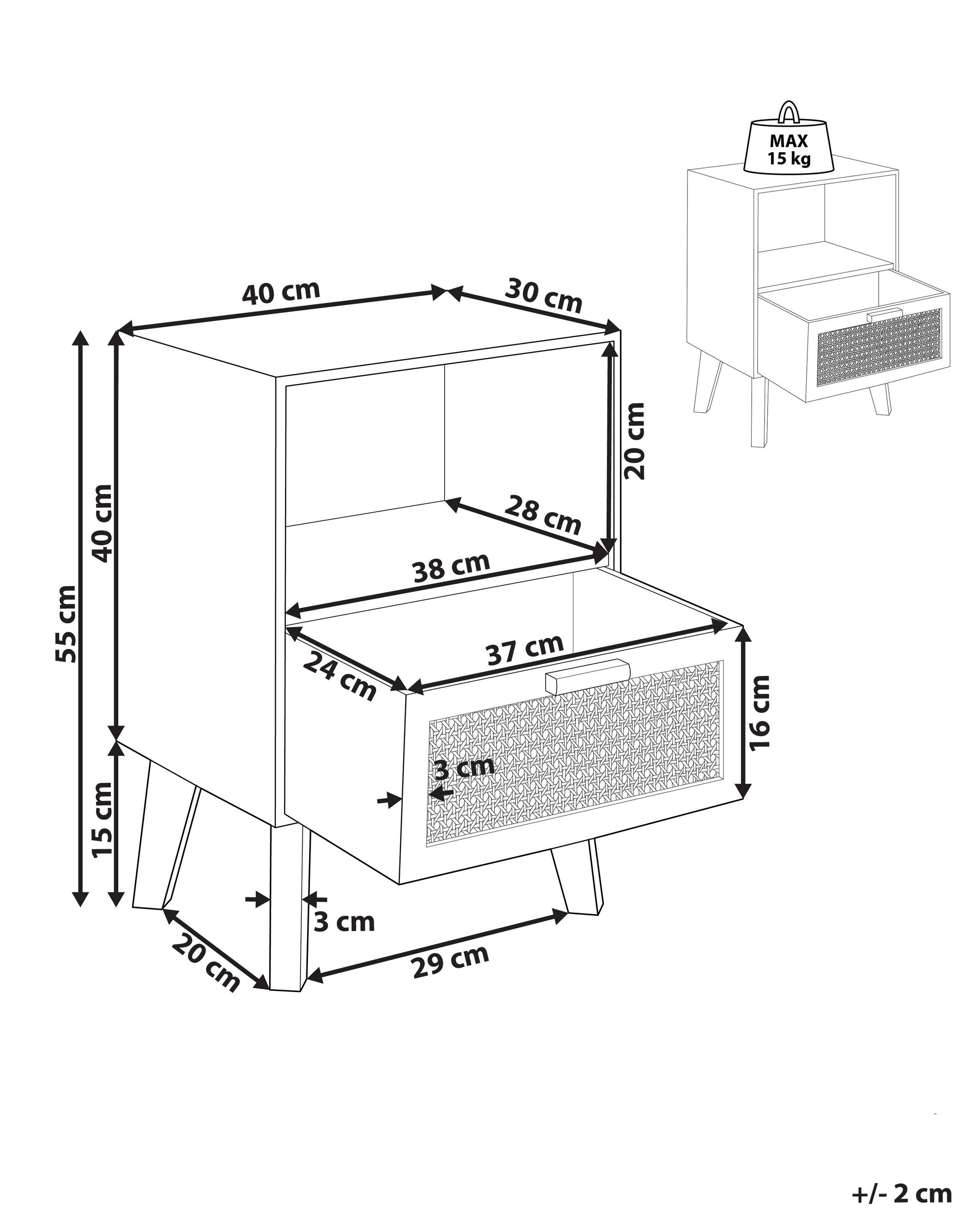 Beliani Nachttisch mit 1 Schublade aus Paulownia-Holz Rustikal SENEY  