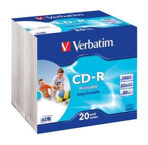 Verbatim  Verbatim CD-R AZO Wide Inkjet Printable 700 MB 20 Stück(e) 