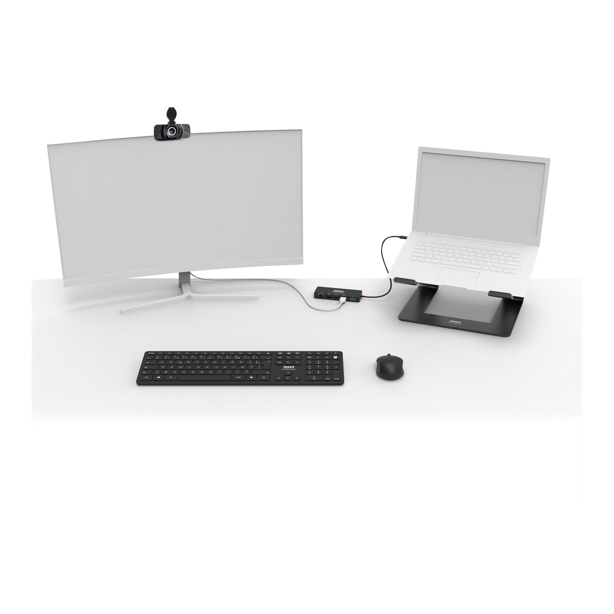 Port Designs  Pacchetto 5 in 1: tastiera, mouse Bluetooth, webcam, docking station e supporto, wireless Port Designs Home Office 