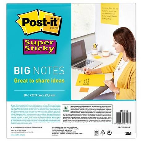 Post-It POST-IT Super Sticky Big Notes BN11-EU gelb, 30 Blatt 279x279mm  