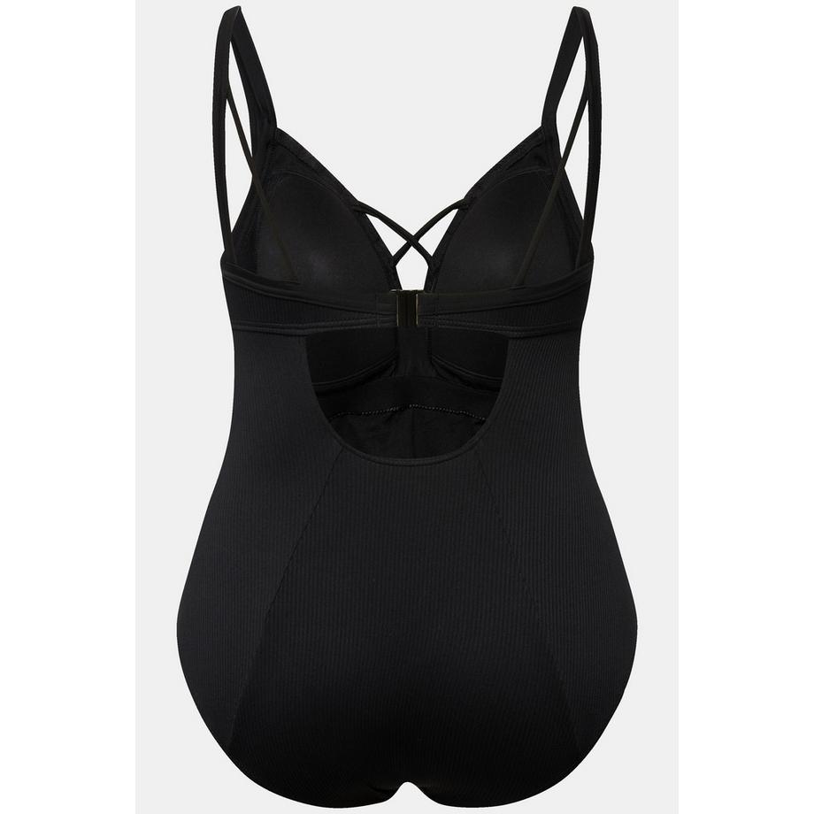 Ulla Popken Maillot de bain Perles Tissu Texturé Bonnets Souples Cordons Fantaisie  