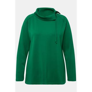 Ulla Popken  Sweat, modal mélangé, col montant, fermeture éclair, manches longues 