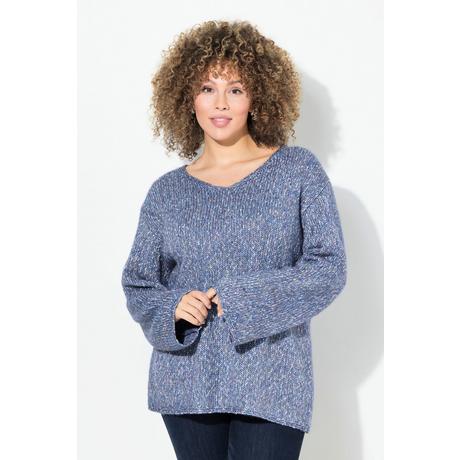 Ulla Popken  Pullover, melierter Feinstrick, V-Ausschnitt, Langarm 