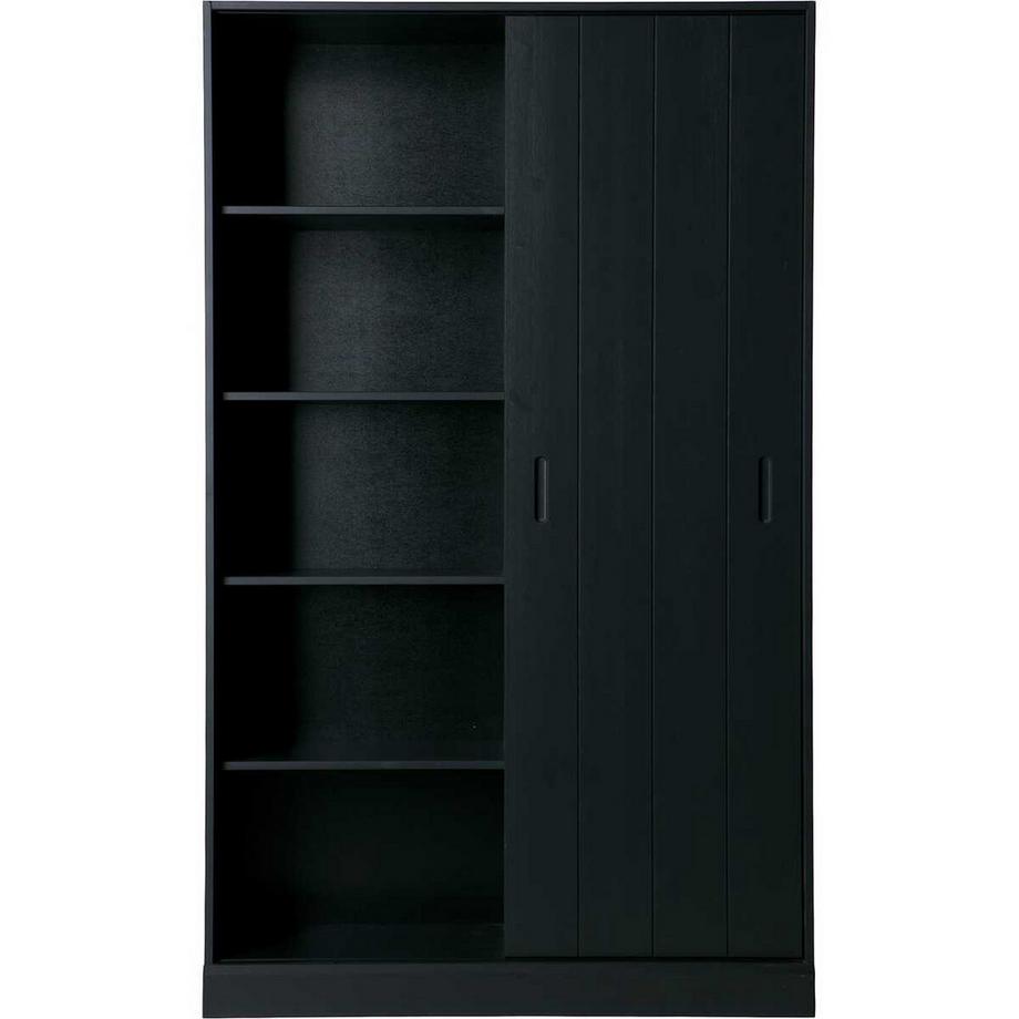 mutoni Schiebetürenschrank Move Kiefer mattschwarz 120x200  