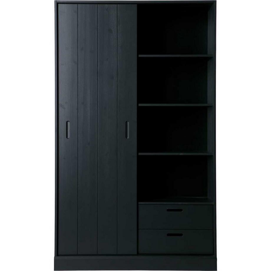 Schiebetürenschrank Move Kiefer mattschwarz 120x200