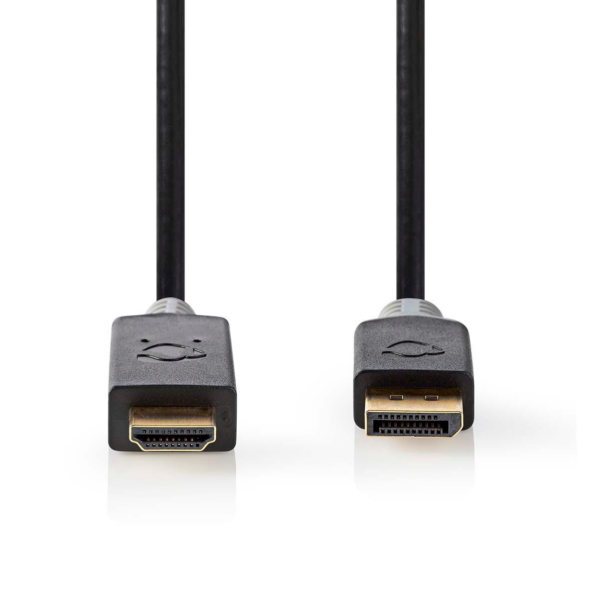 Nedis  Cavo Displayport | DisplayPort maschio | Connettore HDMI™ | 4K@30Hz | Placcato oro | 1,00 m | Rotondo | PVC | Antracite | Scatola 