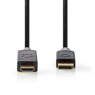 Nedis  Cavo Displayport | DisplayPort maschio | Connettore HDMI™ | 4K@30Hz | Placcato oro | 1,00 m | Rotondo | PVC | Antracite | Scatola 