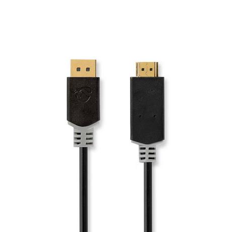 Nedis  Cavo Displayport | DisplayPort maschio | Connettore HDMI™ | 4K@30Hz | Placcato oro | 1,00 m | Rotondo | PVC | Antracite | Scatola 